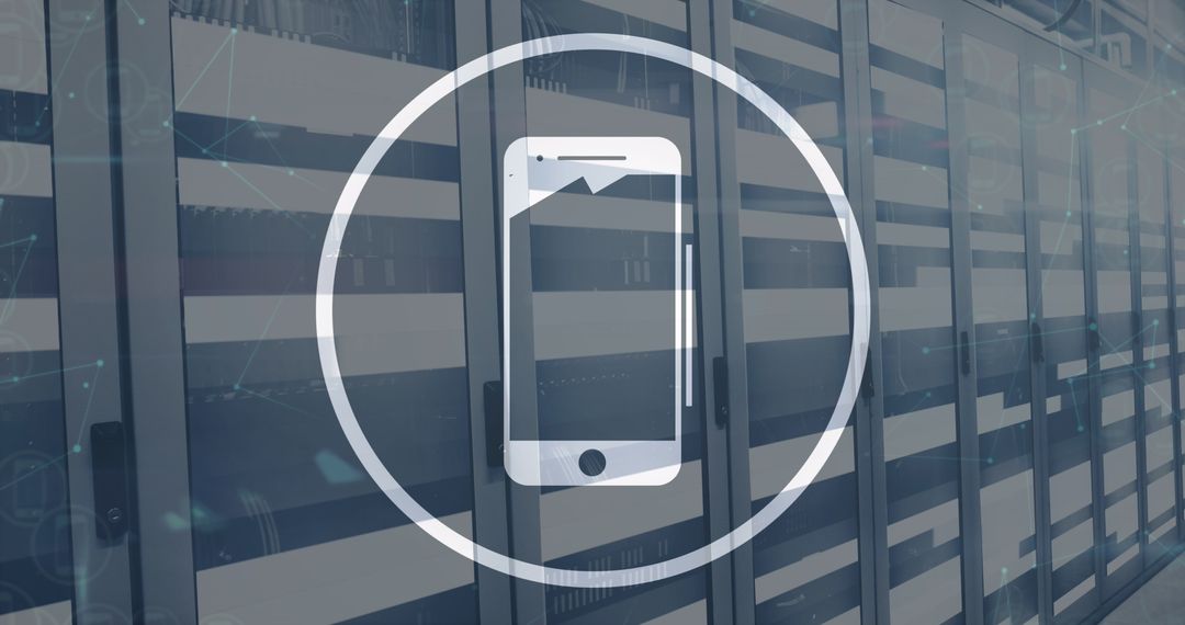 Smartphone Icon Over Digital Server Room Concept