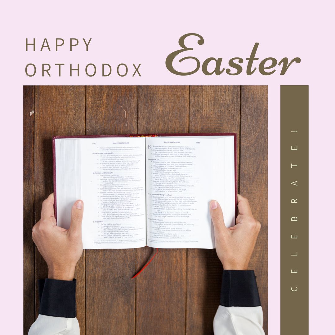 Orthodox Easter Celebration with Open Bible and Praying Hands