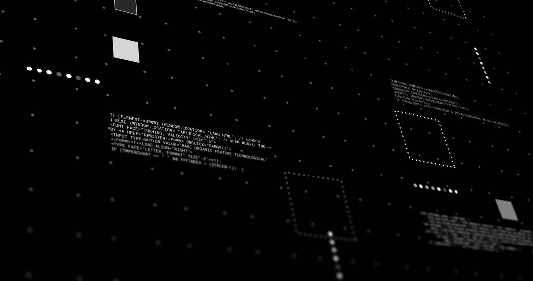 Abstract Digital Patterns with Financial Code on Black Background