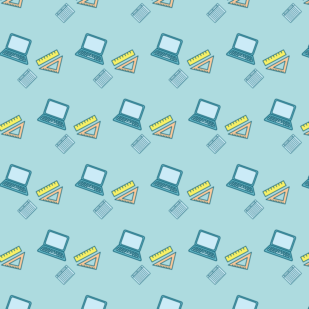 Seamless Educational Pattern on Blue Transparent Design