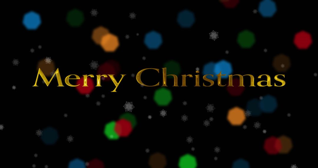 Festive Merry Christmas Text with Colorful Bokeh Background