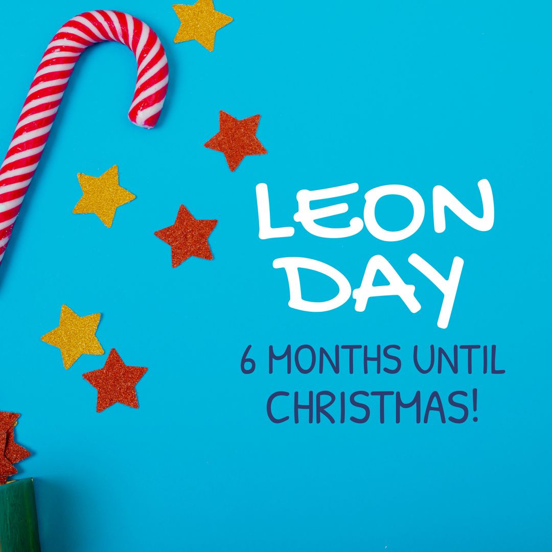 Leon Day Announcement with Candy Cane and Stars
