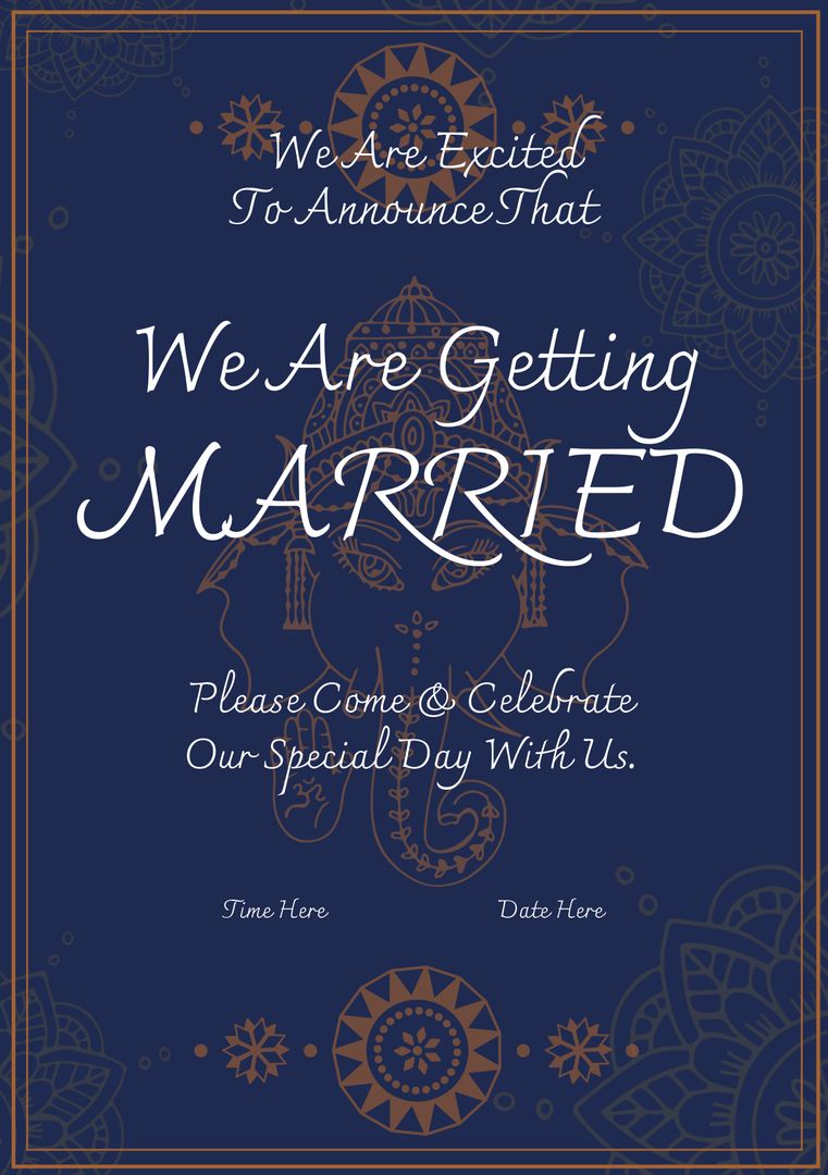 Indian Themed Wedding Invitation Design with Ornate Patterns - Download Free Stock Templates Pikwizard.com