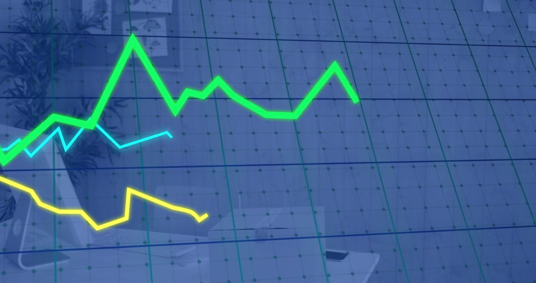 Financial Data Graph Overlay on Modern Office Background