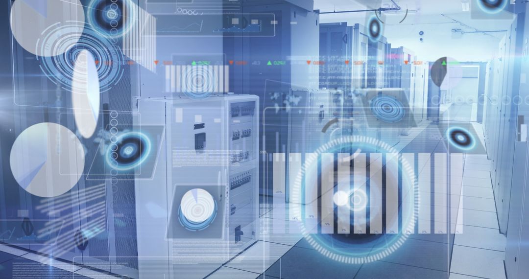 Innovative Server Room with Holographic Interfaces and Advanced Networking Features