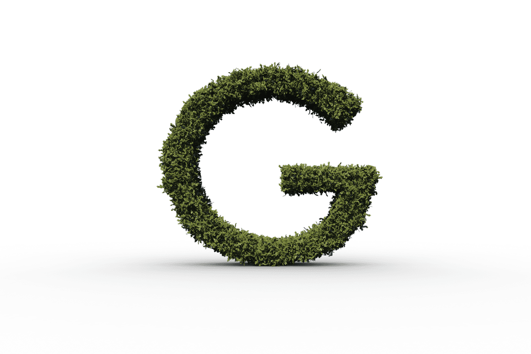 Transparent Green Foliage Letter G on Spacious Surface