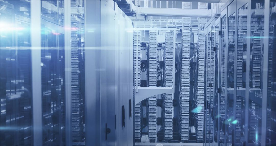 Futuristic Cyber Server Room with Digital Network Edge