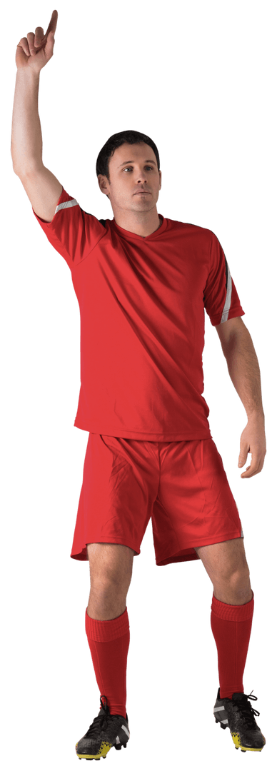Football Player in Red Raising Hand Transparent