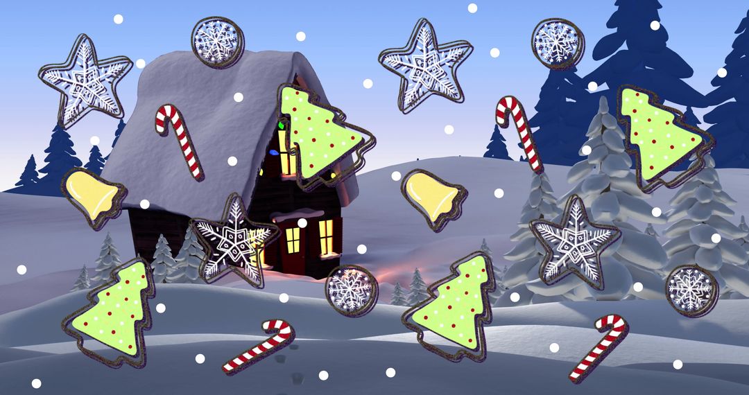 Festive Snowfall Overlay Candy and Gingerbread Art