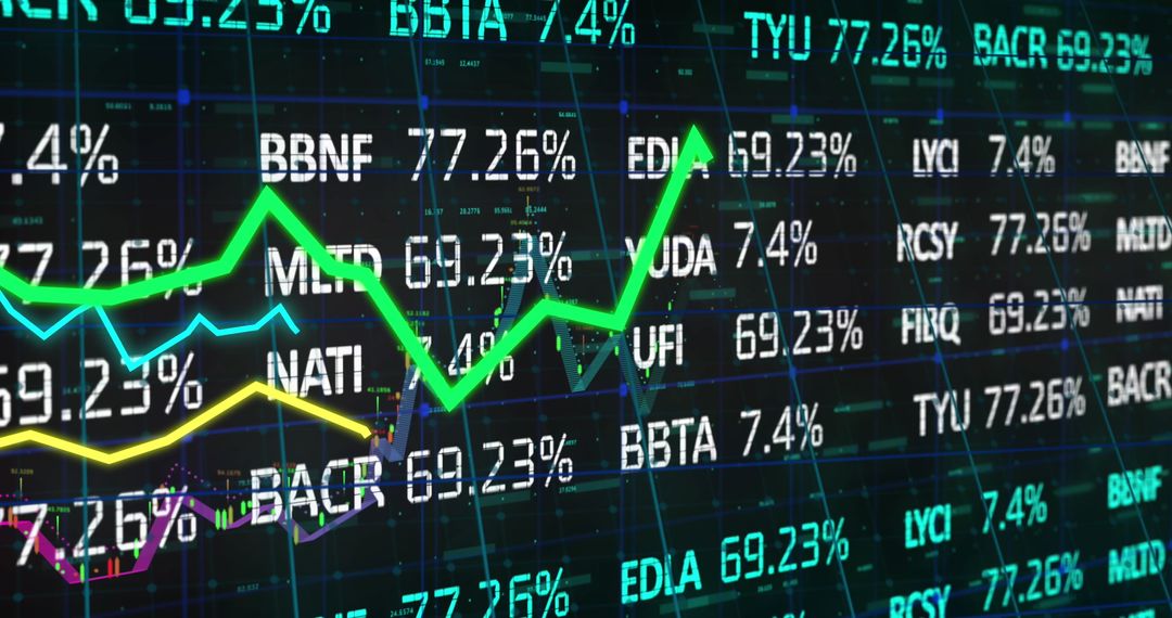 Colorful Graphs Display on Digital Stock Market Board