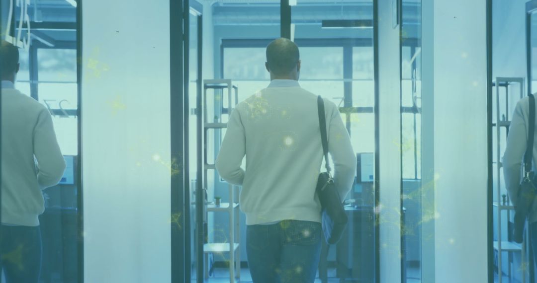 Business Professional Walking in Modern Office Corridor