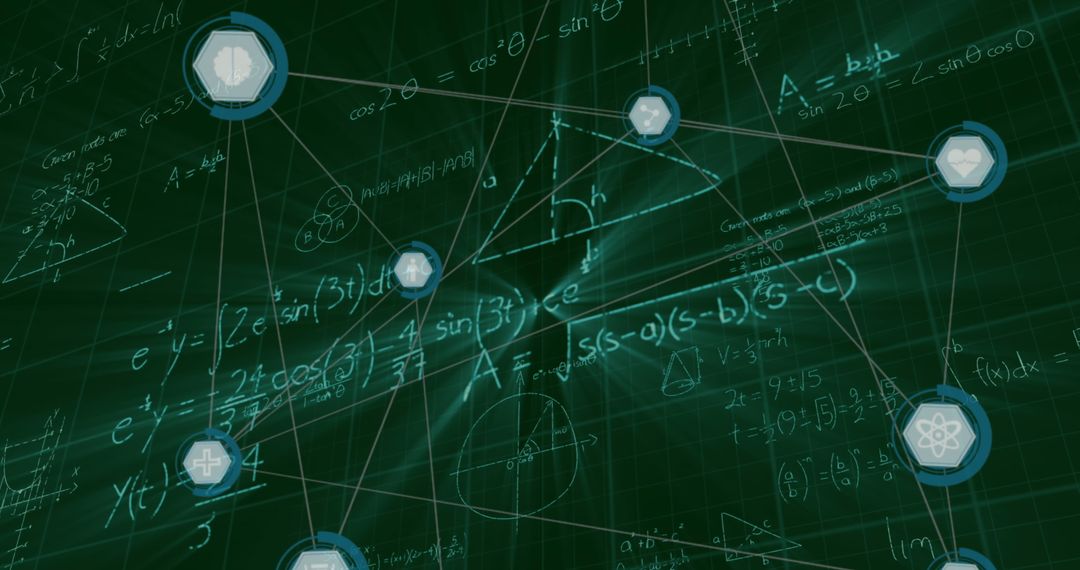 Global Network Connections Against Equation Background