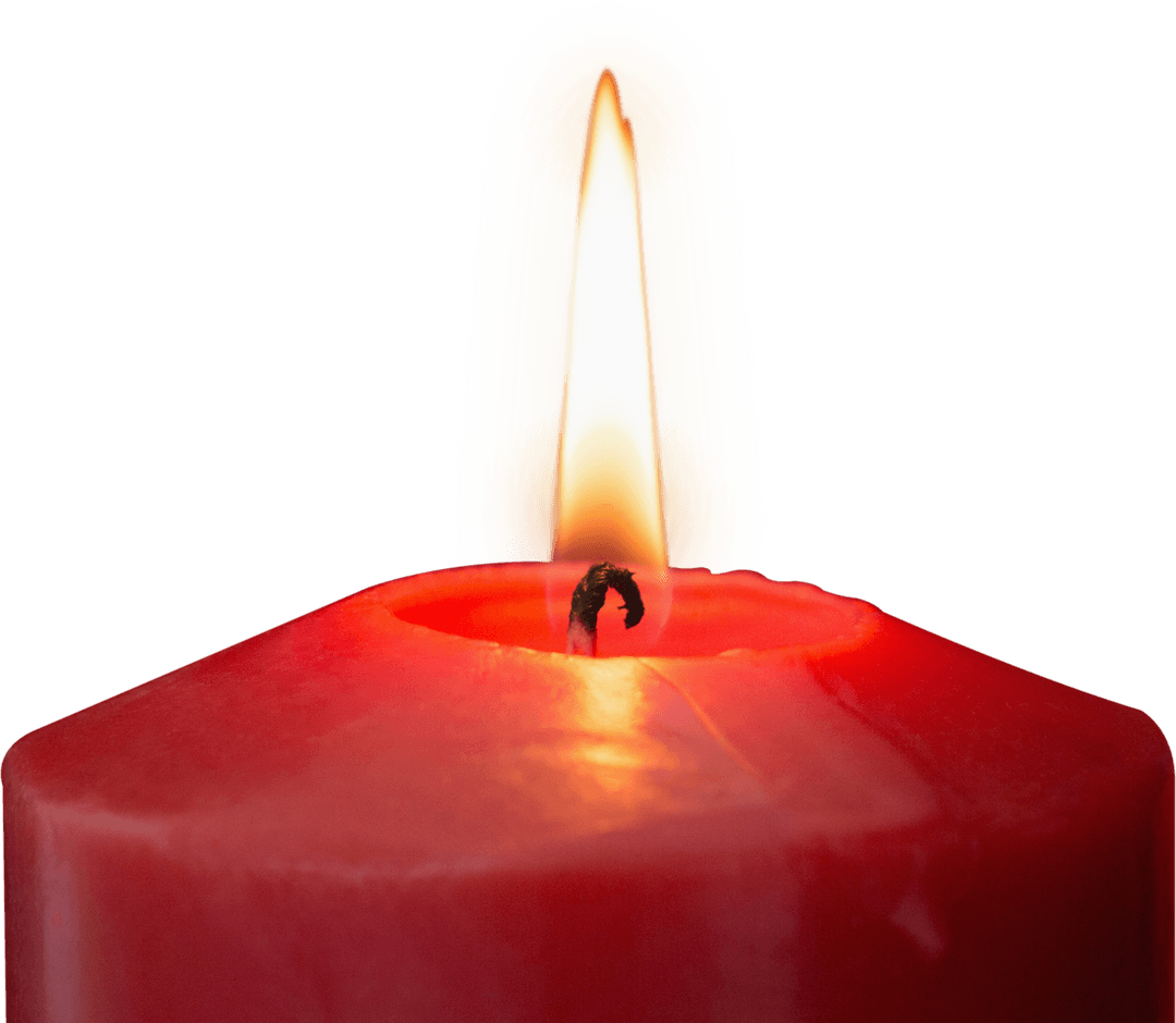 Red Candle with Bright Flame Illustration on Transparent Background