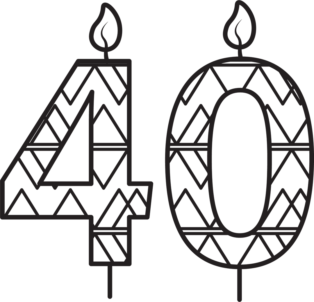 Transparent Vector of 40th Birthday Patterned Candles Illustration - Download Free Stock Images Pikwizard.com