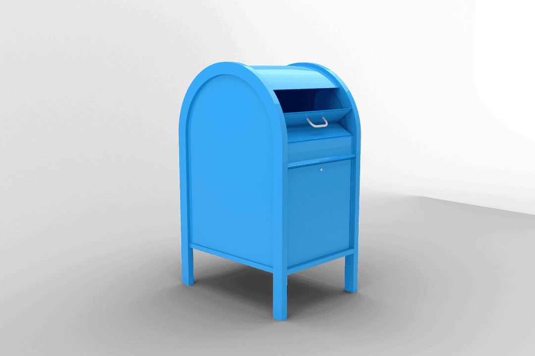 Blue Mailbox Front View Concept on Transparent Background