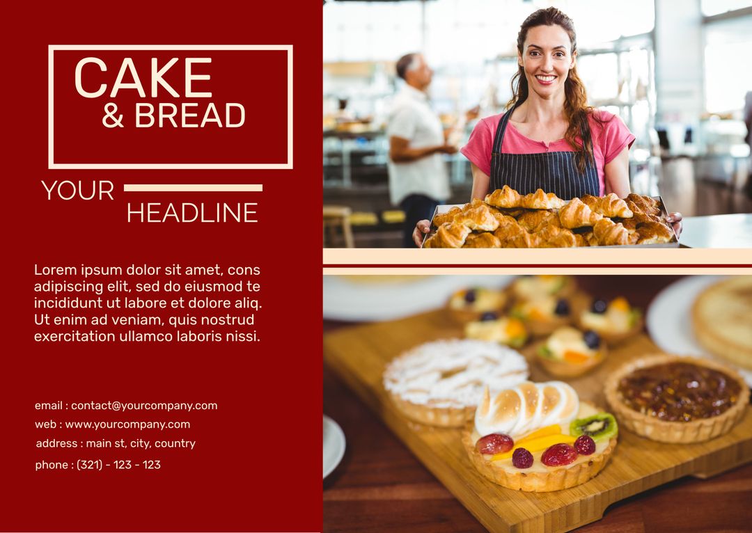 Cheerful Baker Displaying Assortment of Fresh Baked Goods - Download Free Stock Templates Pikwizard.com