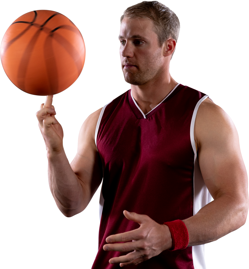 Caucasian Male Basketball Player Spinning Ball on Finger Transparent - Download Free Stock Images Pikwizard.com