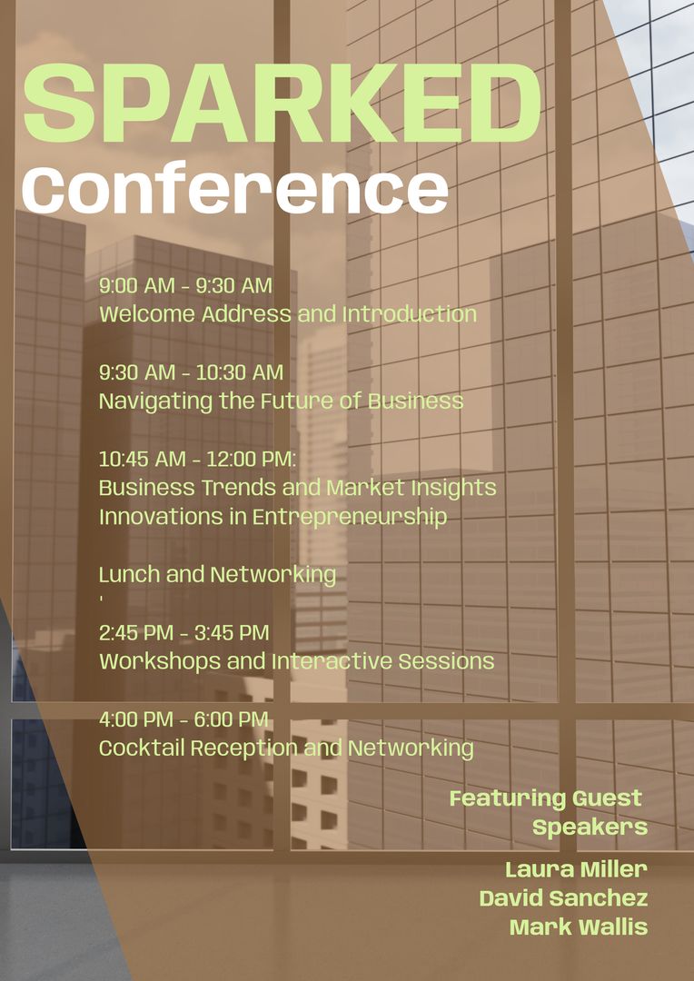 Professional Conference Flyer with Event Schedule in Modern Office - Download Free Stock Templates Pikwizard.com