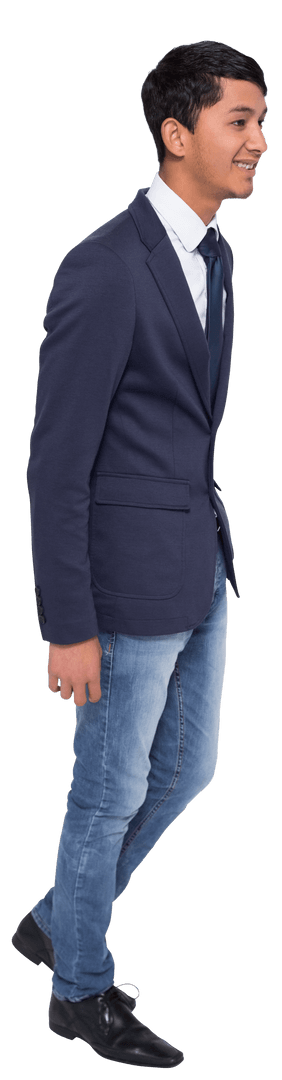 Smiling Businessman in Jeans on Transparent Background