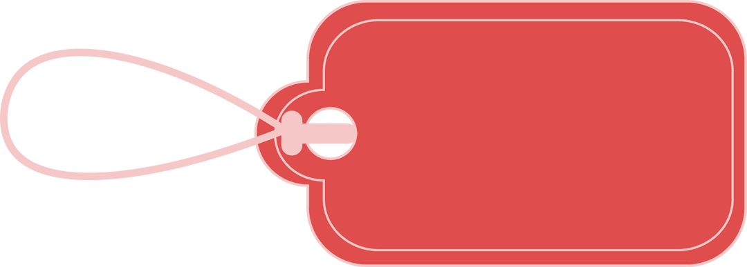 Blank Red Tag with String on Transparent Background for Copy Space