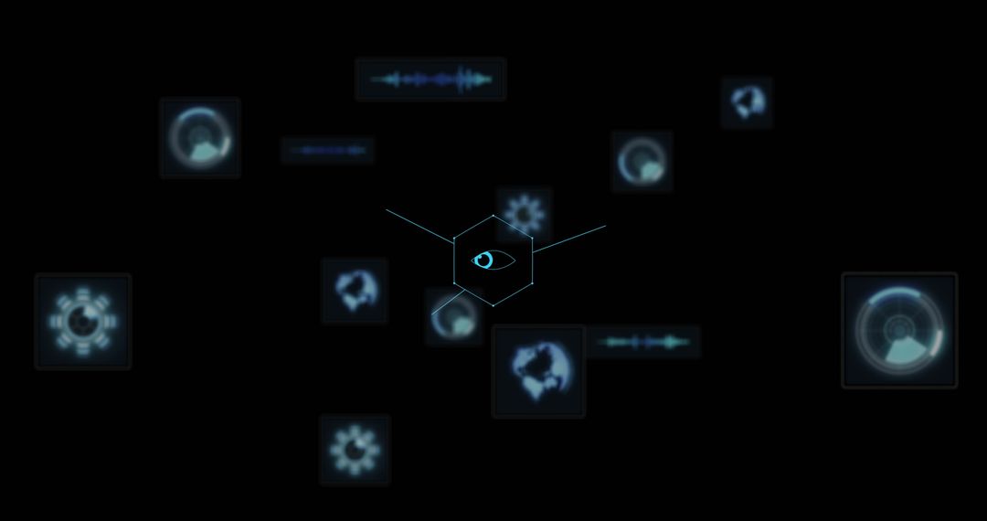 Digital Interface Concept with Global Technology Icons