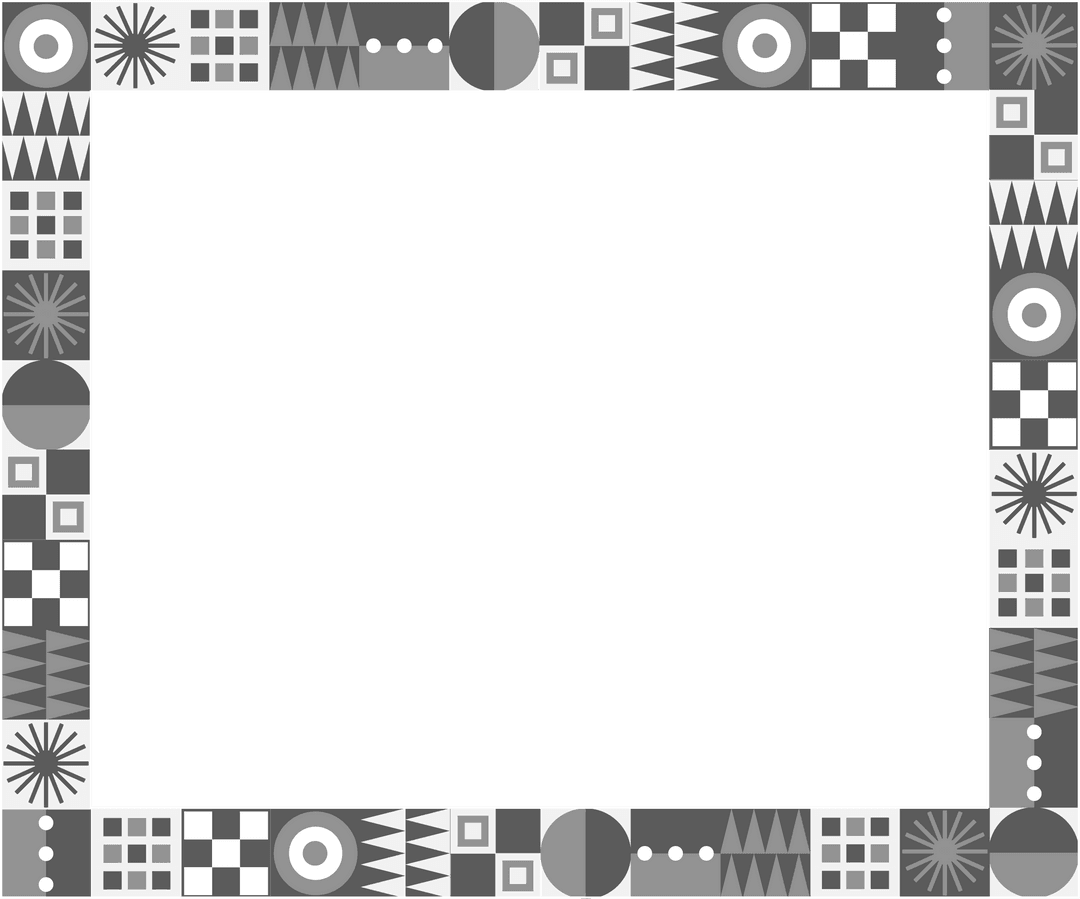 Geometric Pattern Frame on Transparent Background with Teal Center