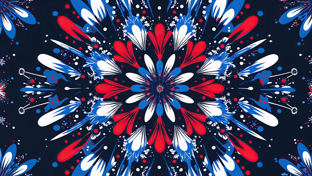 Vibrant Radial Kaleidoscopic Design in Red, White, and Blue