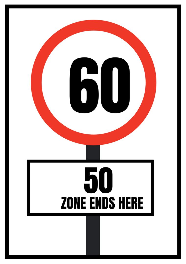 Speed Limit Sign Transition Signaling Road Safety