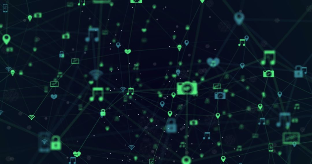 Digital Network of Connections with Interactive Icons