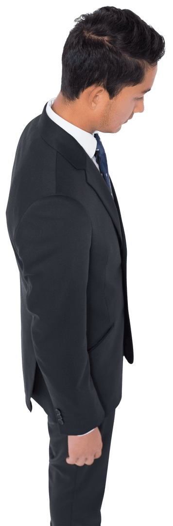 Transparent Sad Businessman Looking Down in Formal Attire