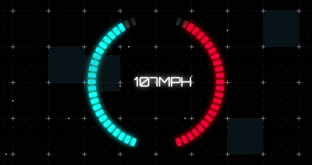 Digital Speedometer on Black Abstract Background