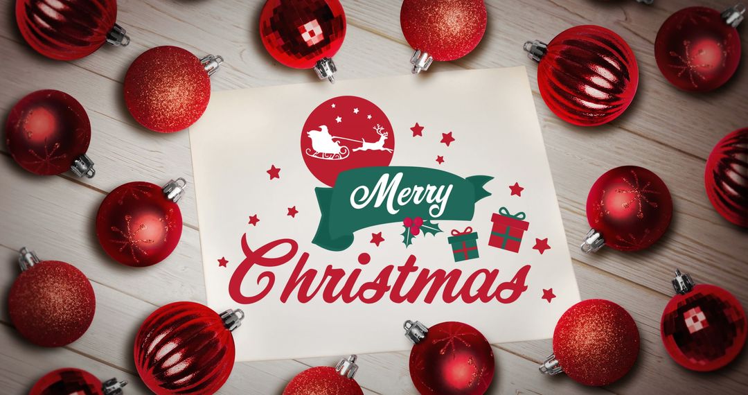 Festive Christmas Greeting with Red Ornaments