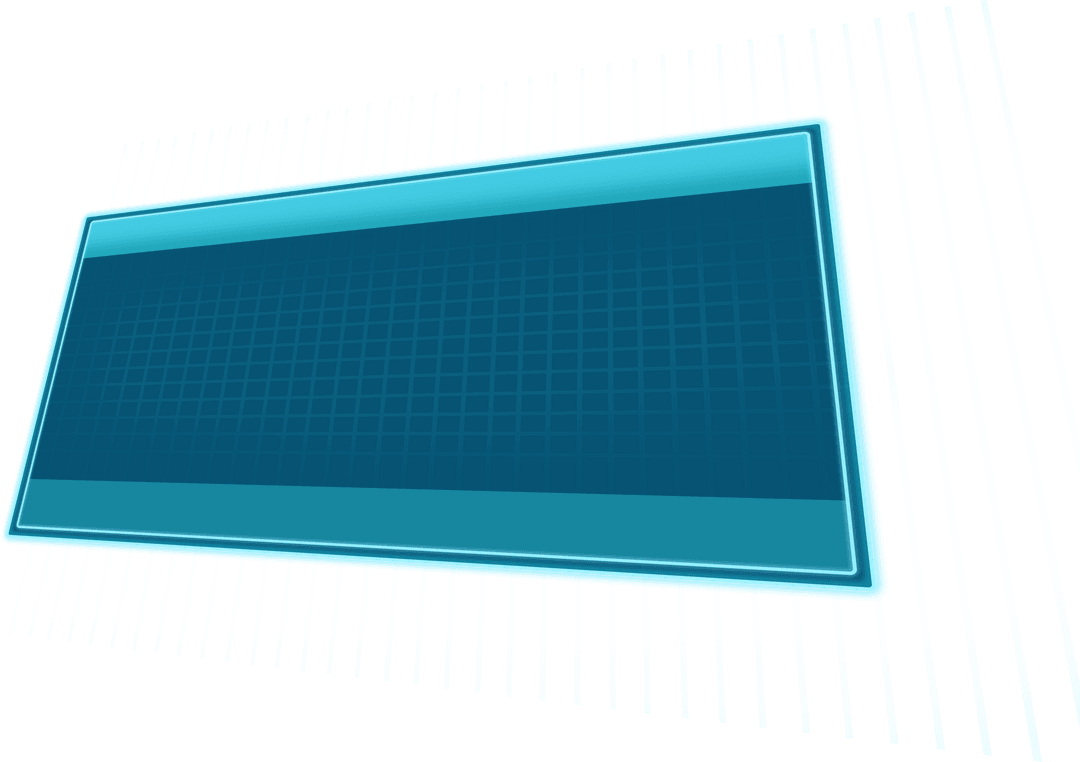 Futuristic Blue Grid Screen on Transparent Background