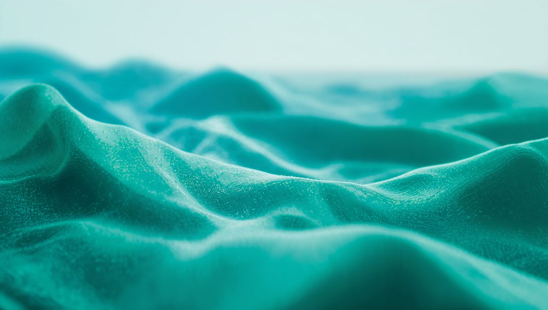 Teal Fabric with Undulating Waves and Soft Sheen