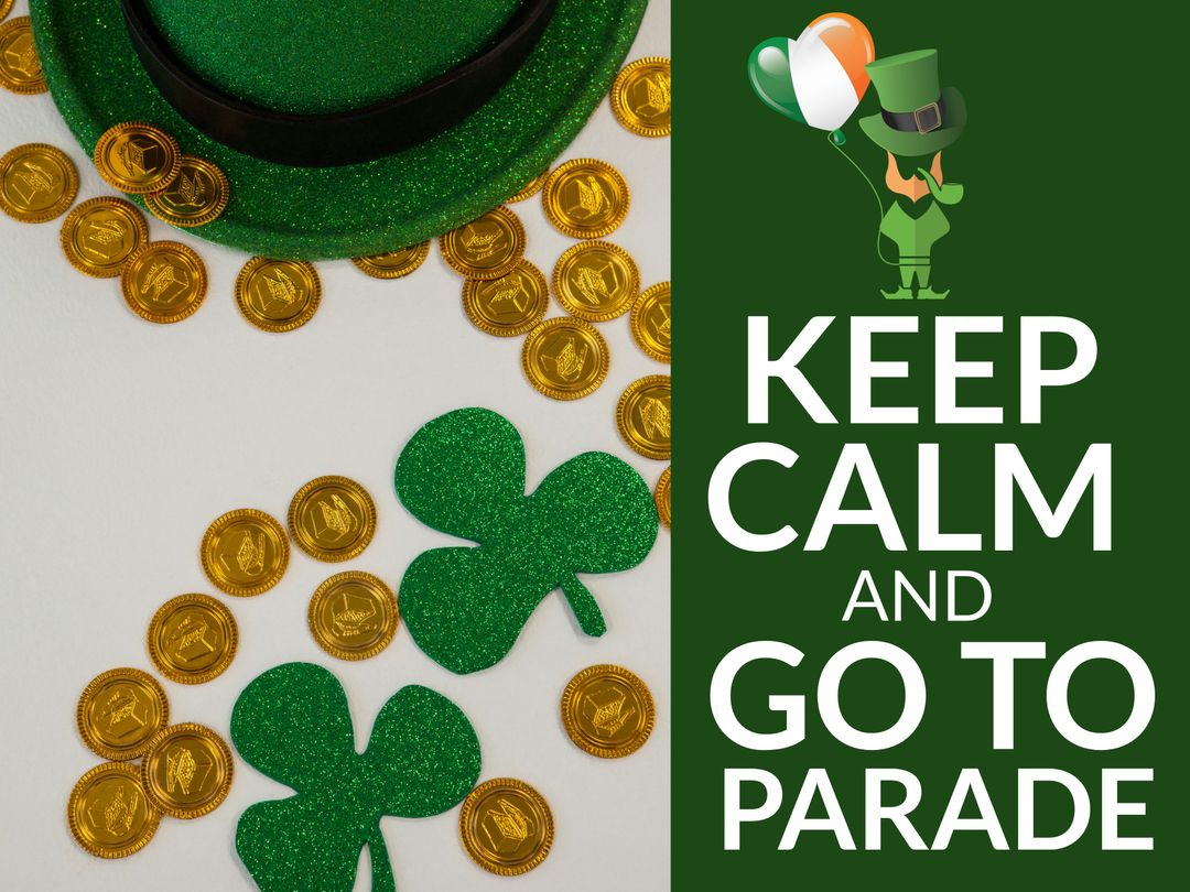 Festive St. Patrick's Day Design with Shamrocks and Gold Coins