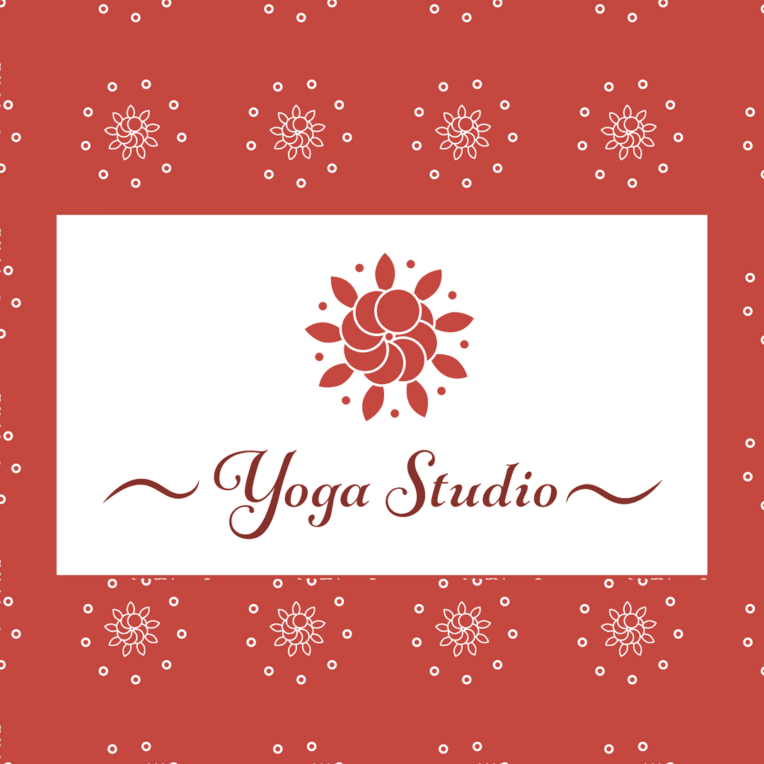 Yoga Studio Logo with Tranquil Pink Floral Pattern on Transparent Background