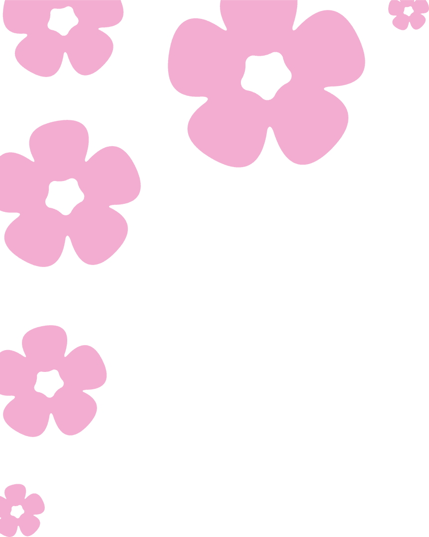 Decorative Transparent Pink Floral Border with White Centers