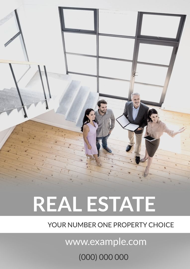 Real Estate Agent Showing Modern Home to Interested Buyers