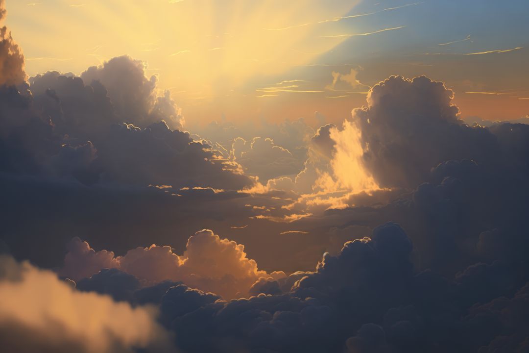 Scenery with clouds and sky and sun rays, created using generative ai technology - Free Images, Stock Photos and Pictures on Pikwizard.com