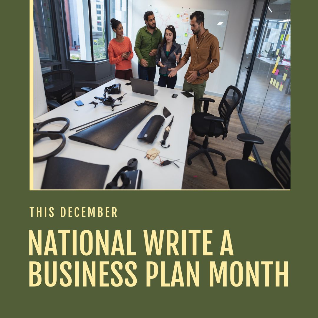 Motivating Team in Office for Business Plan Month Campaign