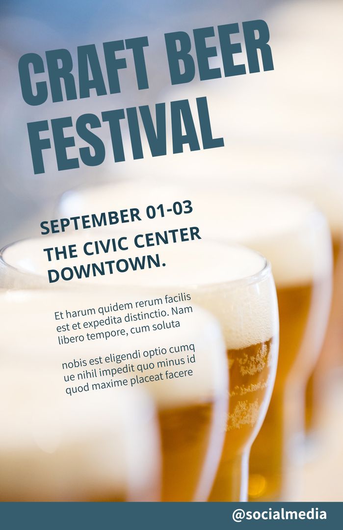 Craft Beer Festival Poster with Chilled Beer Glasses - Download Free Stock Templates Pikwizard.com