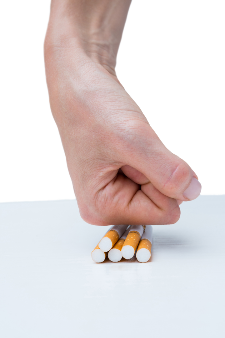 Hand Crushing Cigarettes Concept of Quitting Smoking on Transparent Background - Download Free Stock Images Pikwizard.com