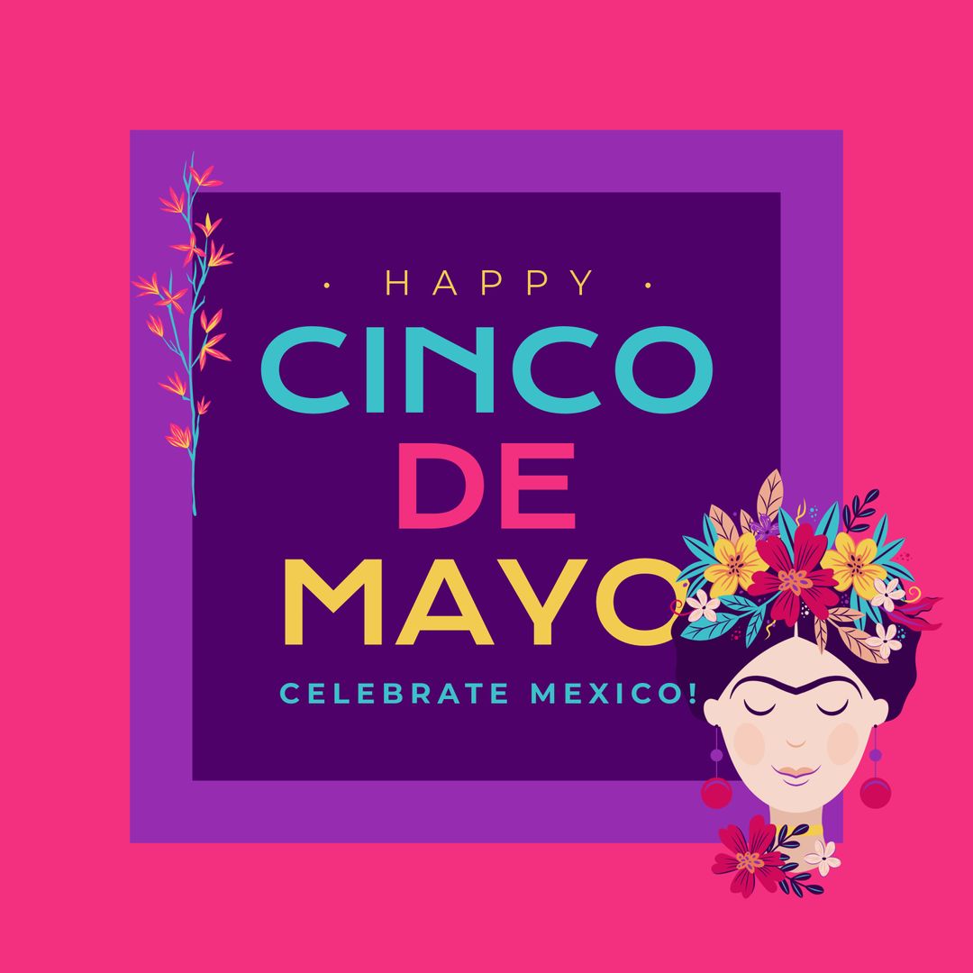Colorful Cinco de Mayo Celebration Design with Frida Kahlo