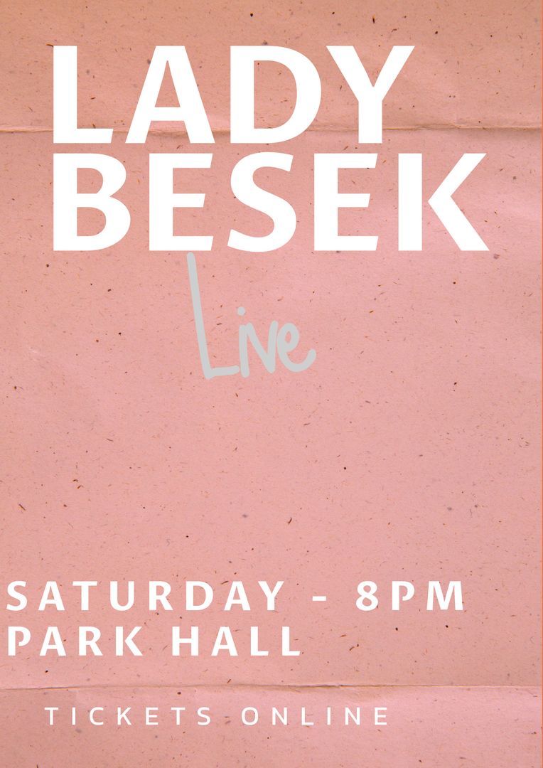 Concert Poster with Announcement for Lady Besek Live Event in Park Hall - Download Free Stock Templates Pikwizard.com