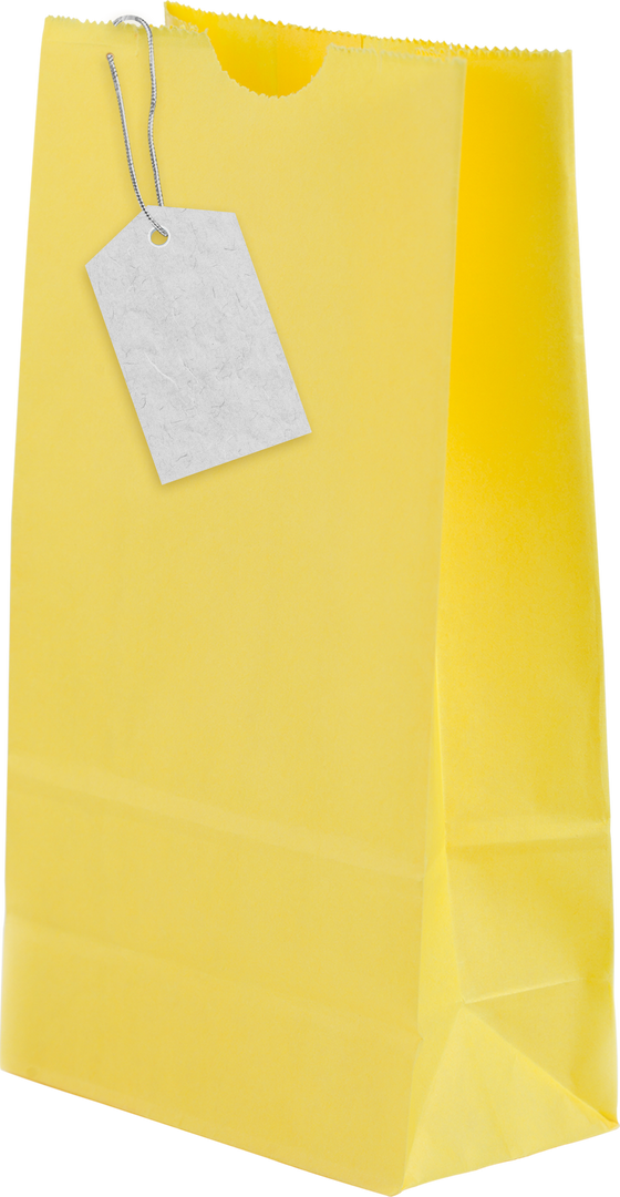 Yellow Transparent Paper Bag with Blank Price Tag for Customization - Download Free Stock Images Pikwizard.com