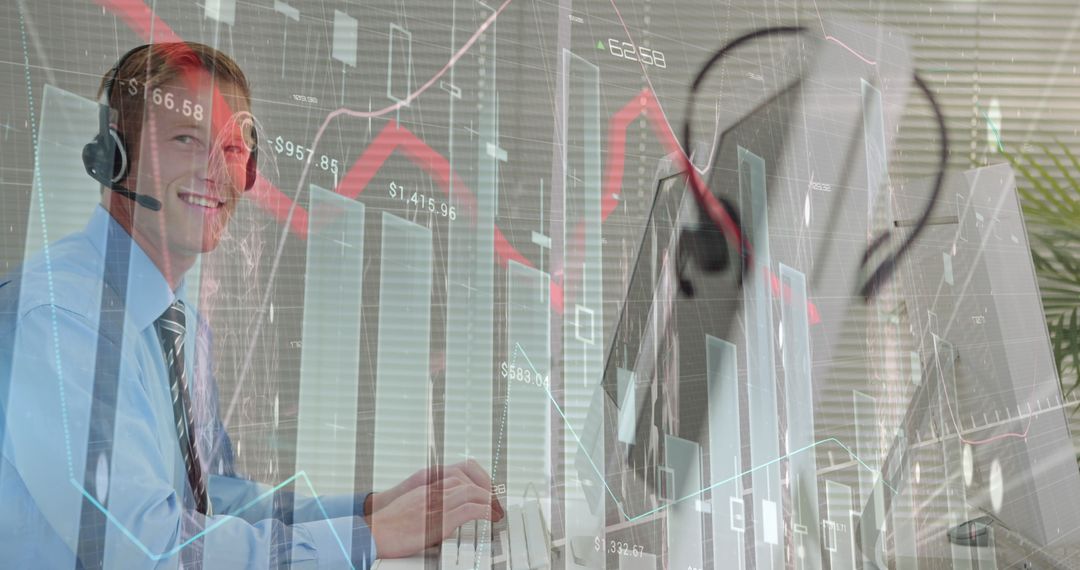 Financial Analyst in Call Center Analyzing Data Trends