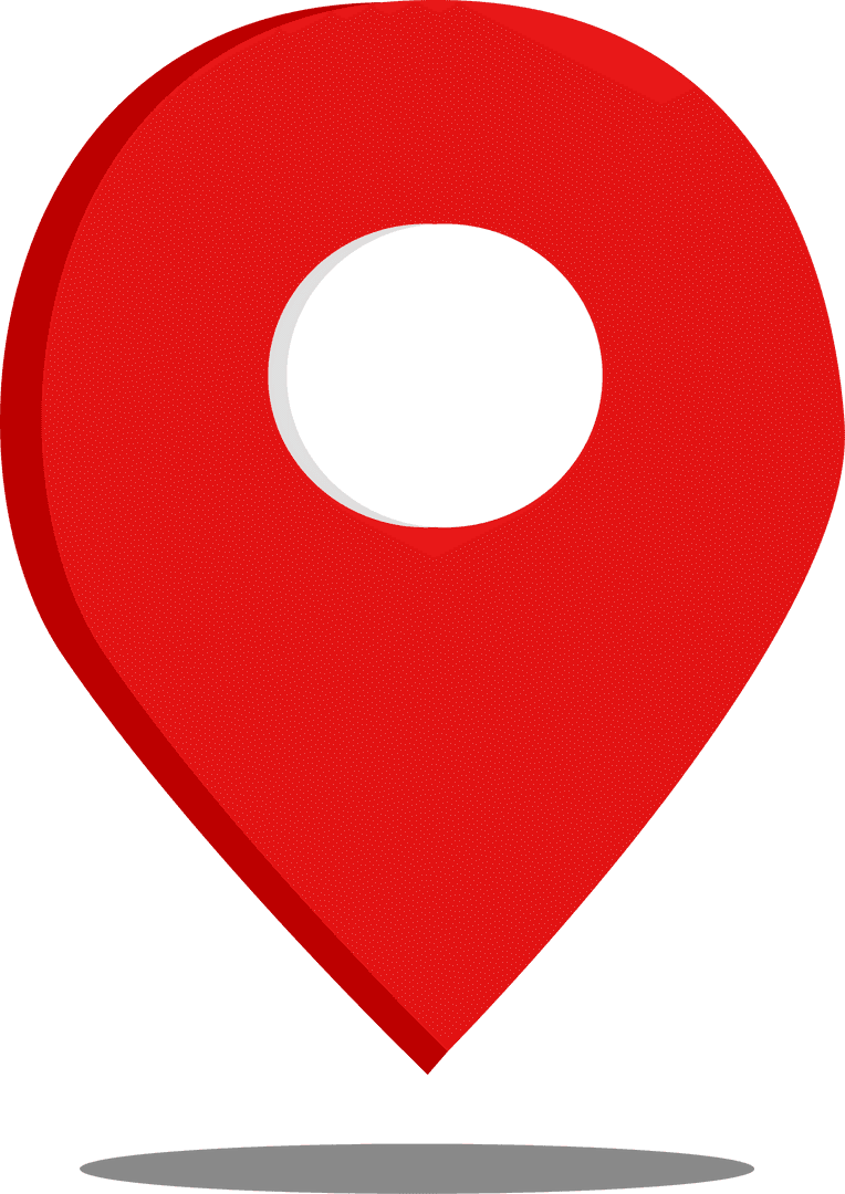 Transparent Red Location Pin Icon with Shadow