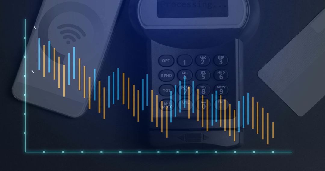 Contactless Payment Terminal and Smartphone with Data Analysis Overlay