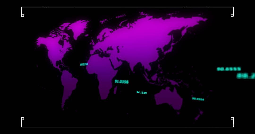 Animated Global World Map with Digital Data Display