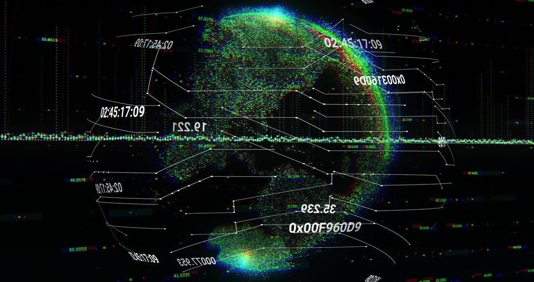 Holographic Digital Globe with Data Nodes and Coding Display